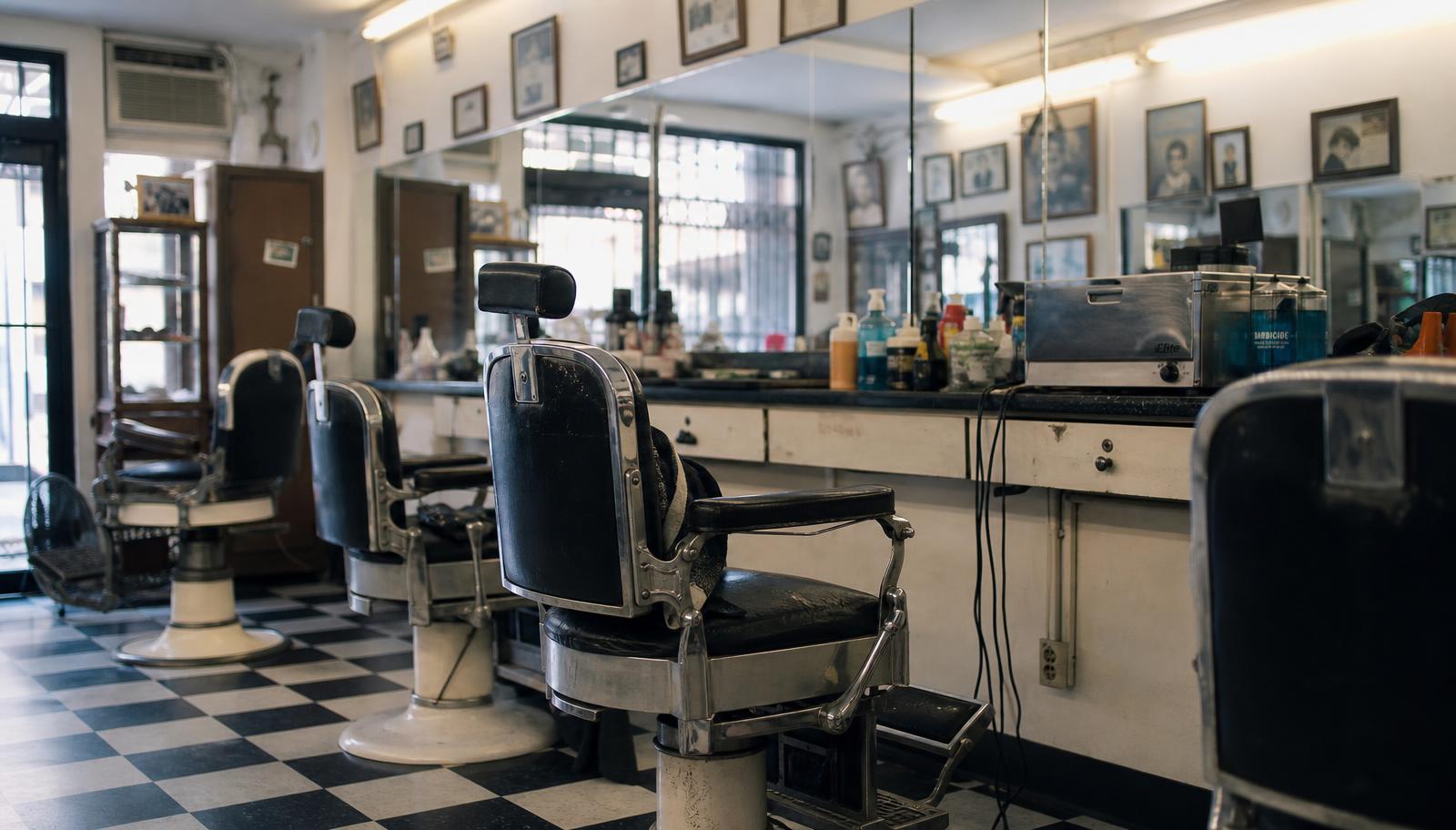 Interior of Millennium Barbershop in Glendale, Colorado
